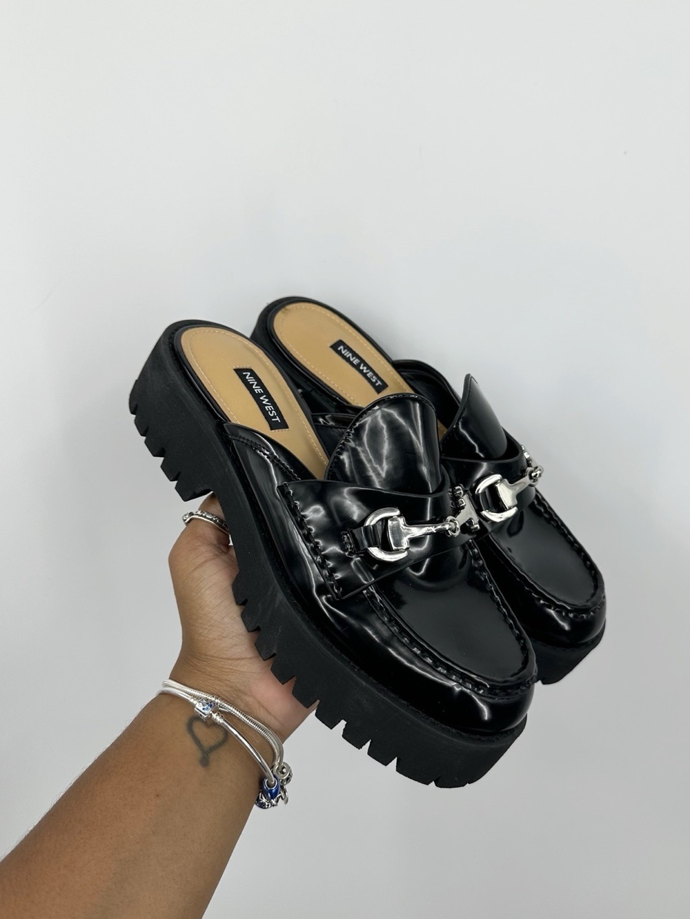 Nine West Duntal Mule Black Loafers Size Woman's 8 Grunge